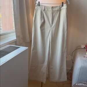 Varley Cream Wide Leg Corduroy Pants